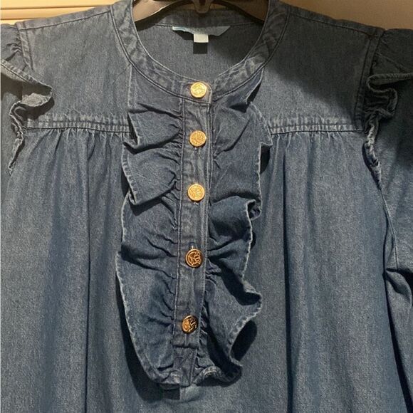 Draper James Dark Wash Chambray Ruffle Shift
Dress - Picture 12 of 12